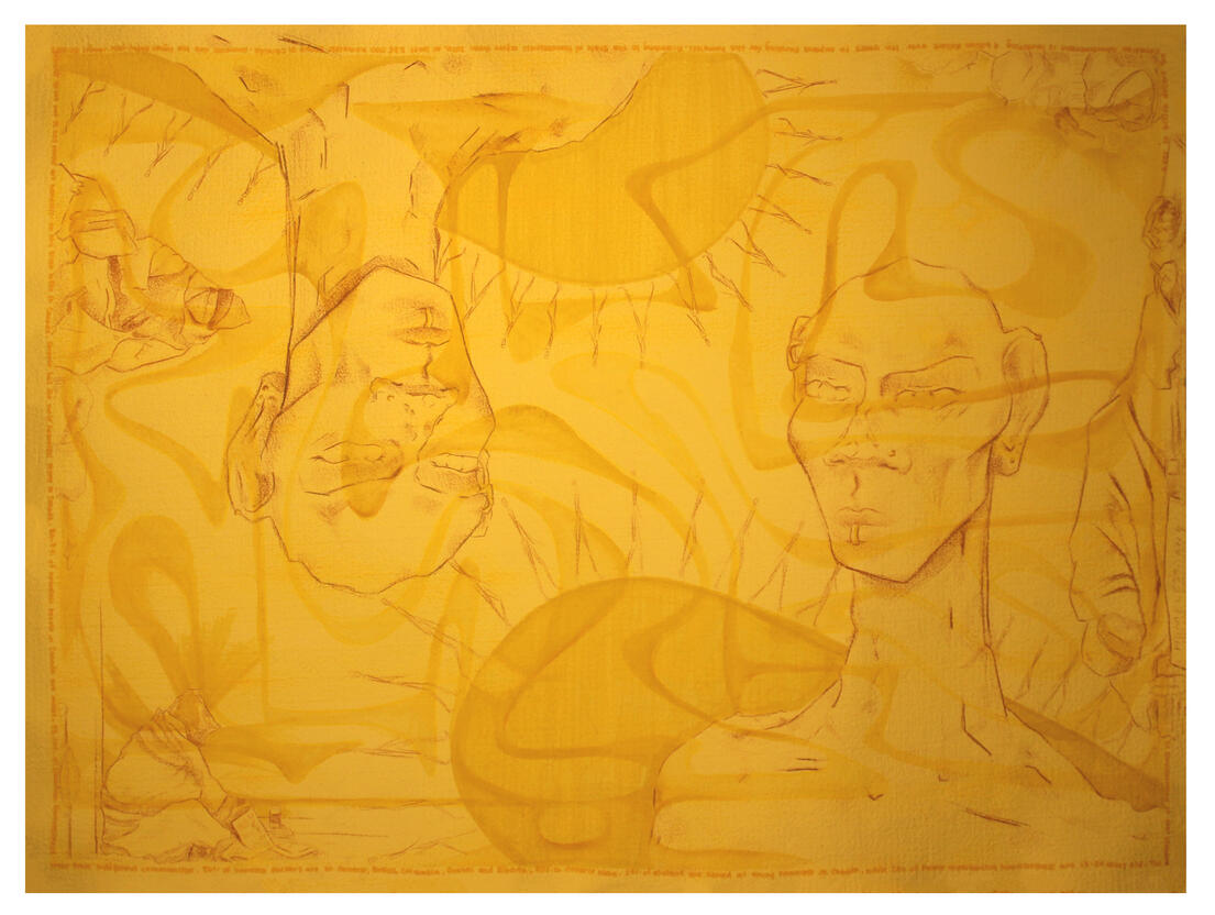 Emma Tourigny, homeless crisis, 2025, crayons de bois et marqueur, 75x53 cm